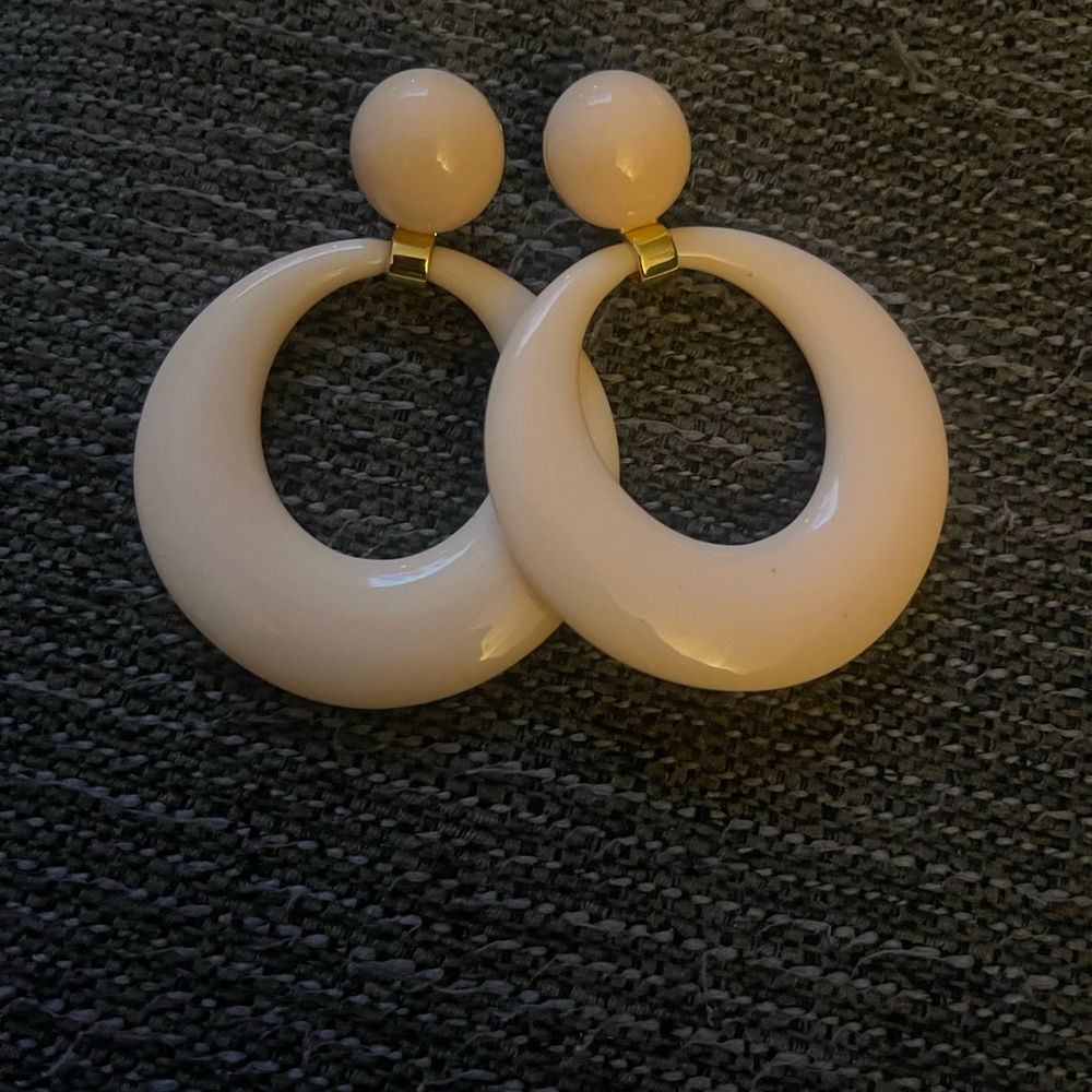 Elegant White Hoop Earrings
